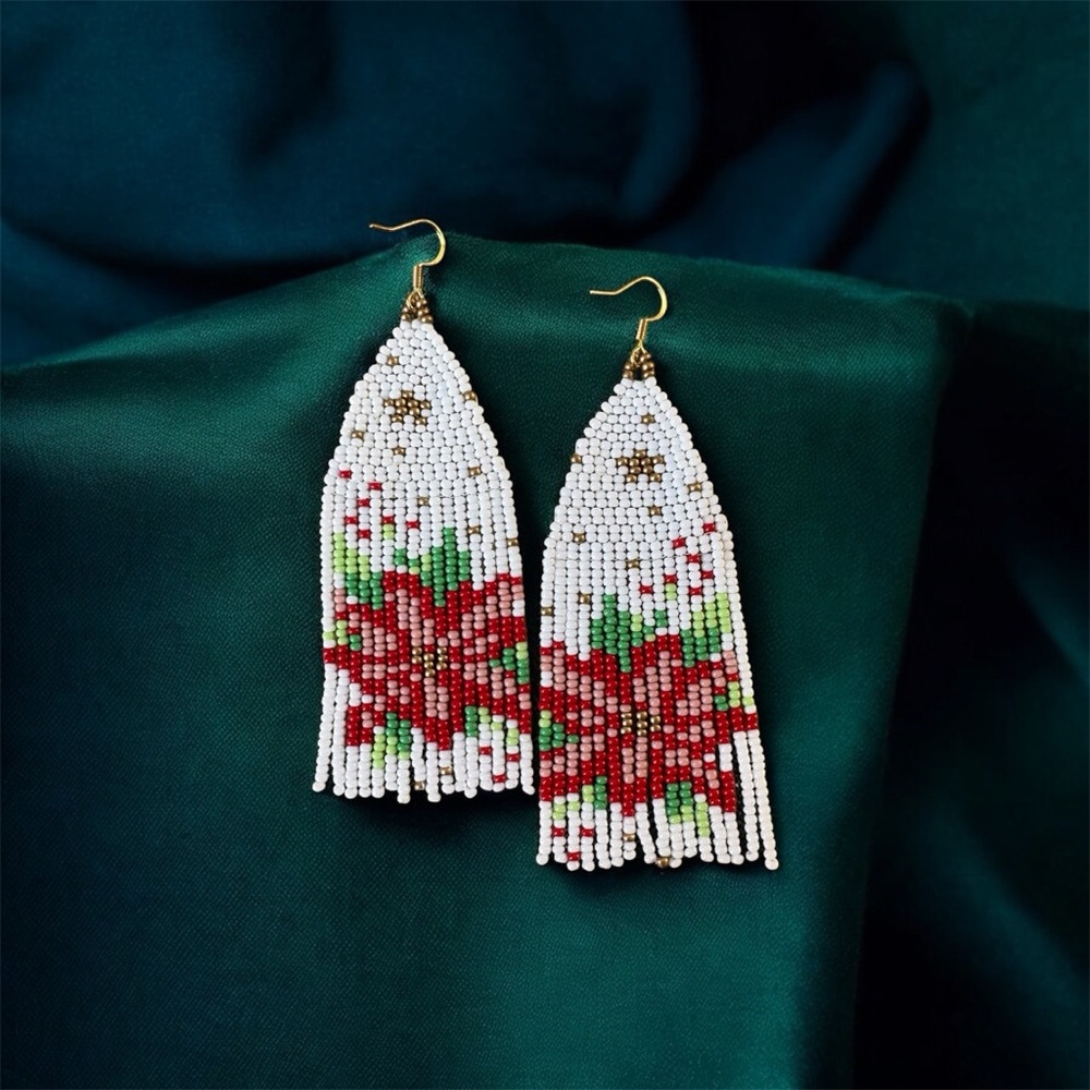Handmade Festive Floral Beaded Earrings